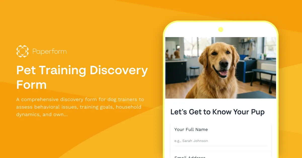Pet Training Discovery Form