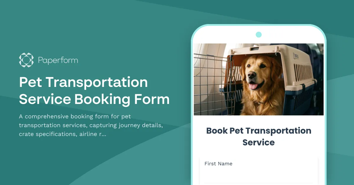 Pet Transportation Service Booking Form