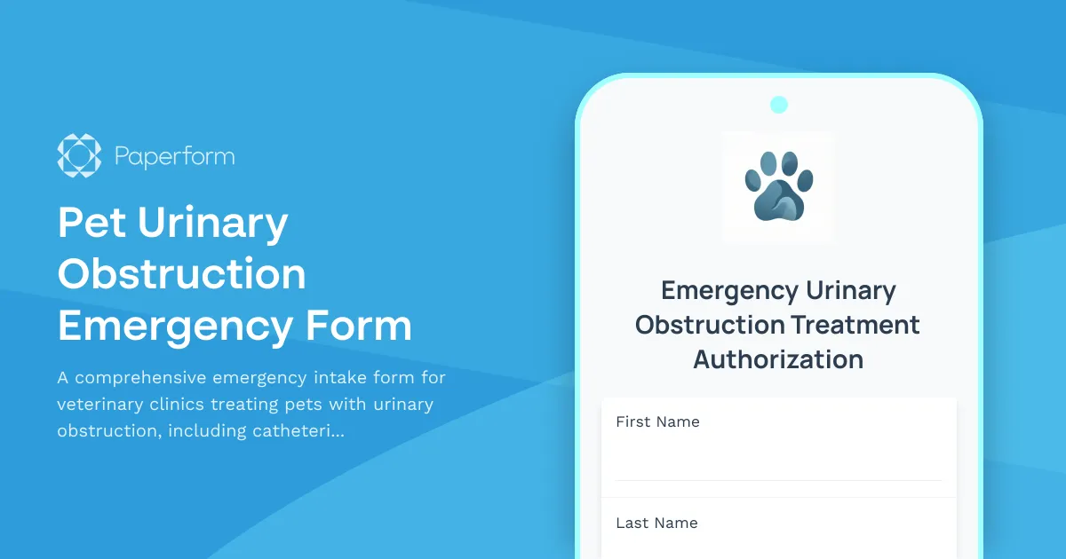 Pet Urinary Obstruction Emergency Form