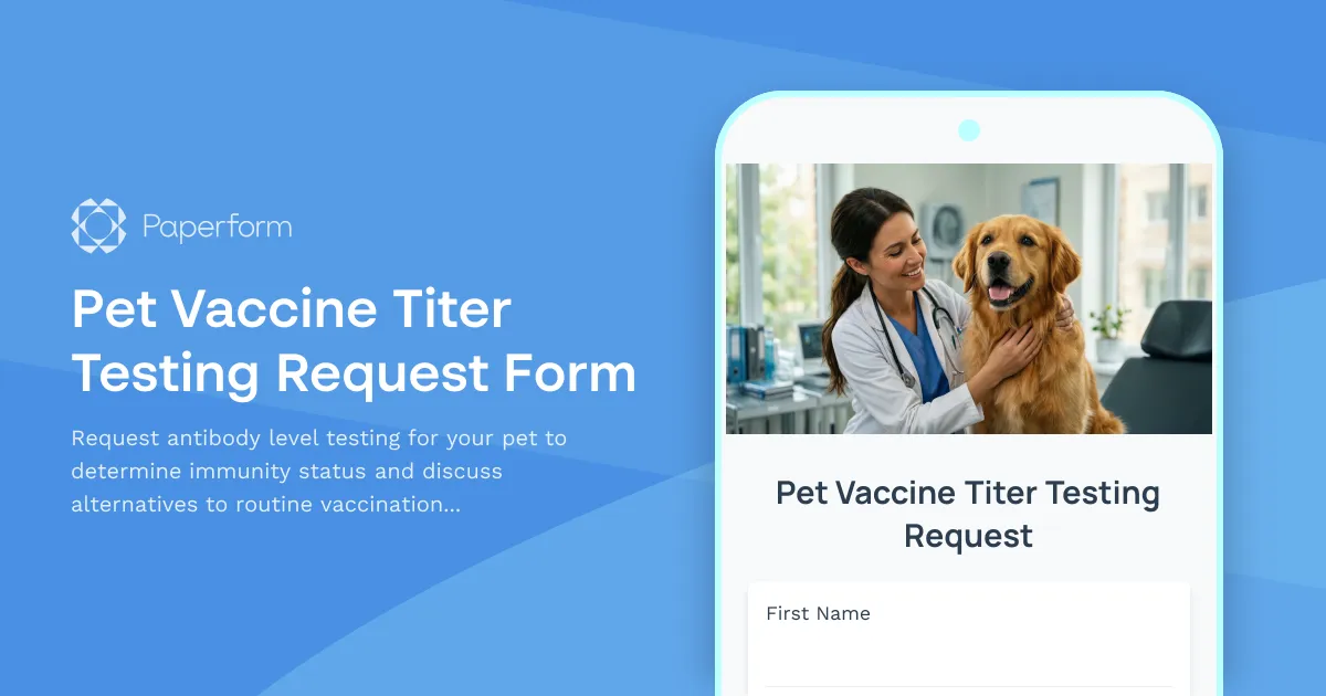 Pet Vaccine Titer Testing Request Form