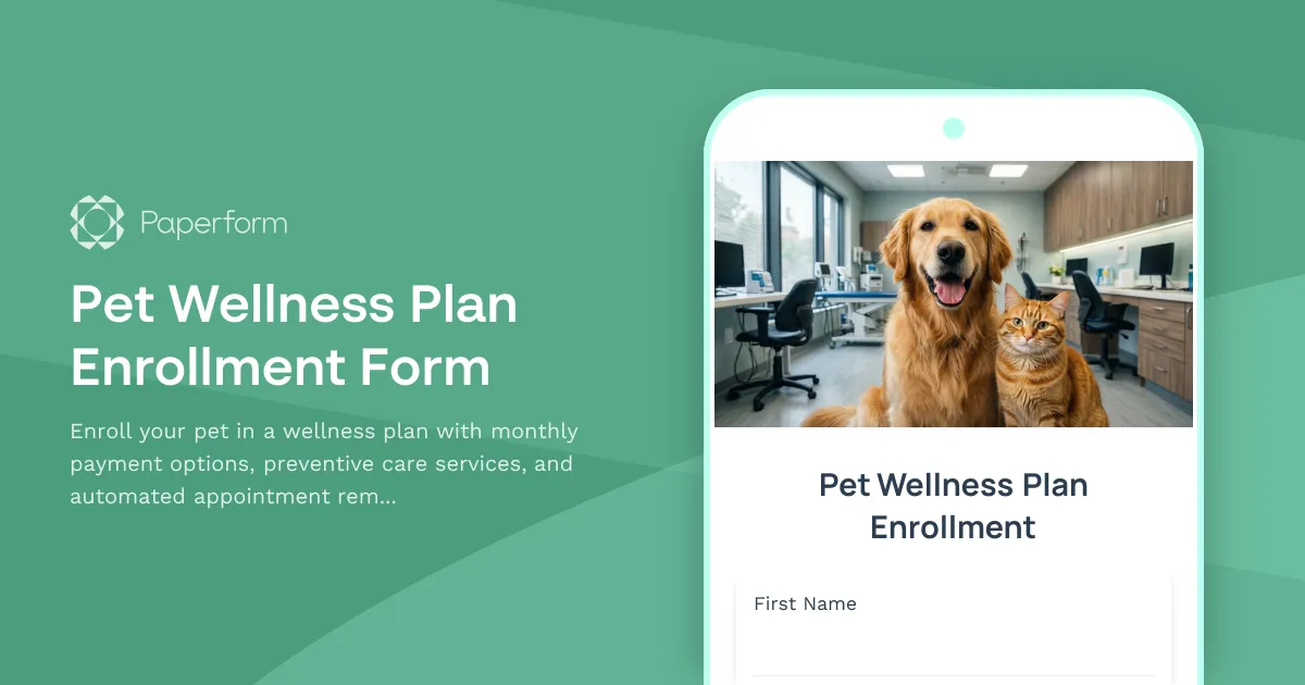 Pet Wellness Plan Enrollment Form
