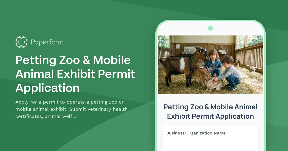 Petting Zoo & Mobile Animal Exhibit Permit Application