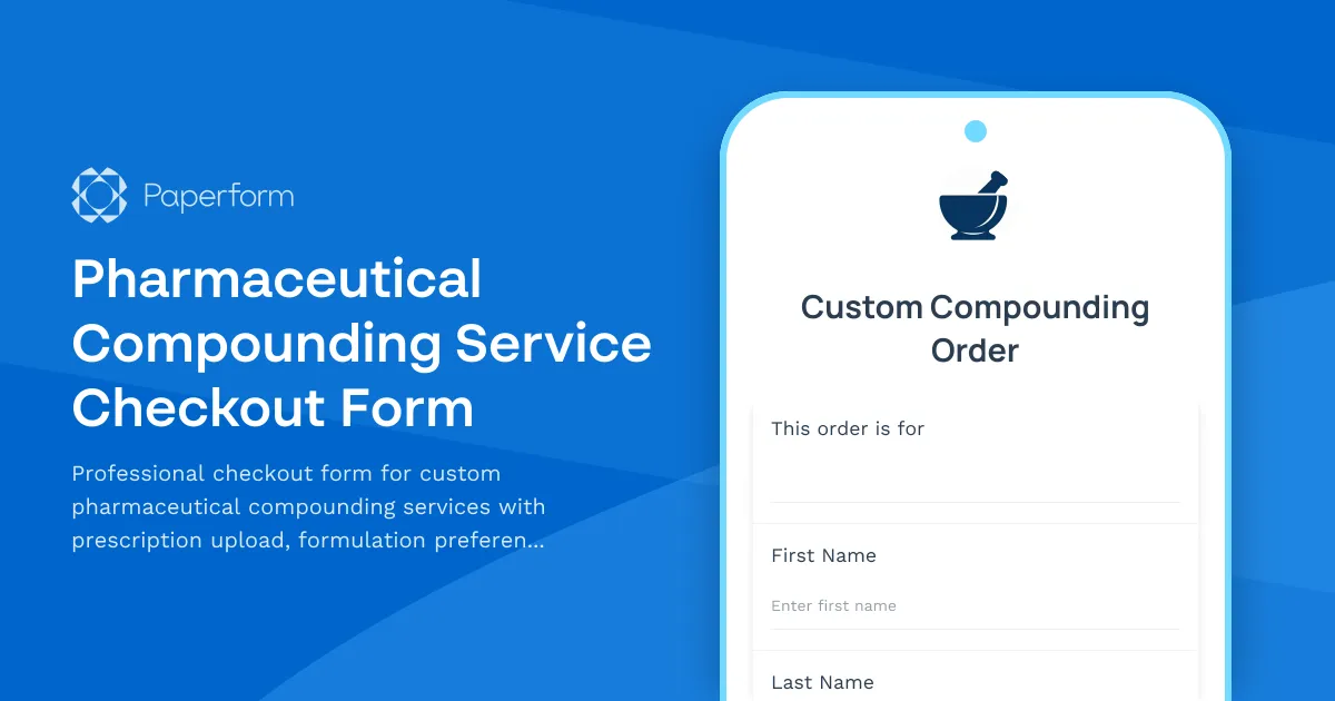 Pharmaceutical Compounding Service Checkout Form