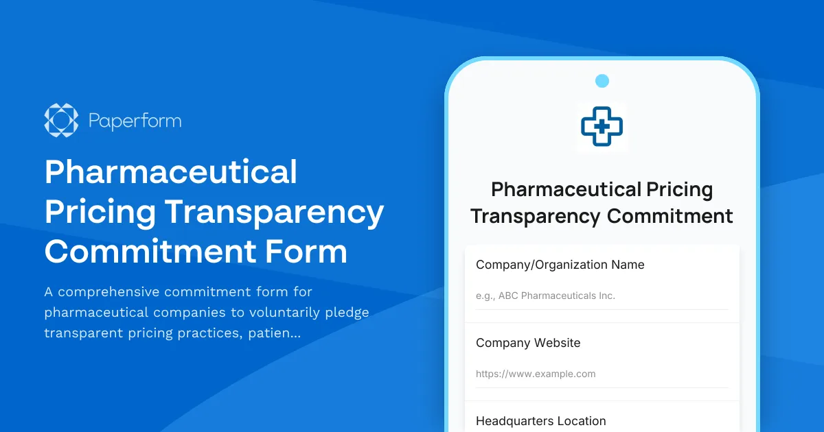 Pharmaceutical Pricing Transparency Commitment Form