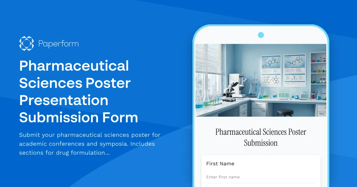 Pharmaceutical Sciences Poster Presentation Submission Form