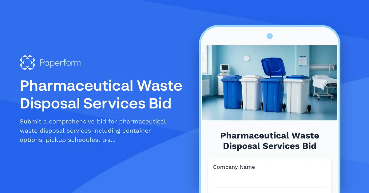 Pharmaceutical Waste Disposal Services Bid