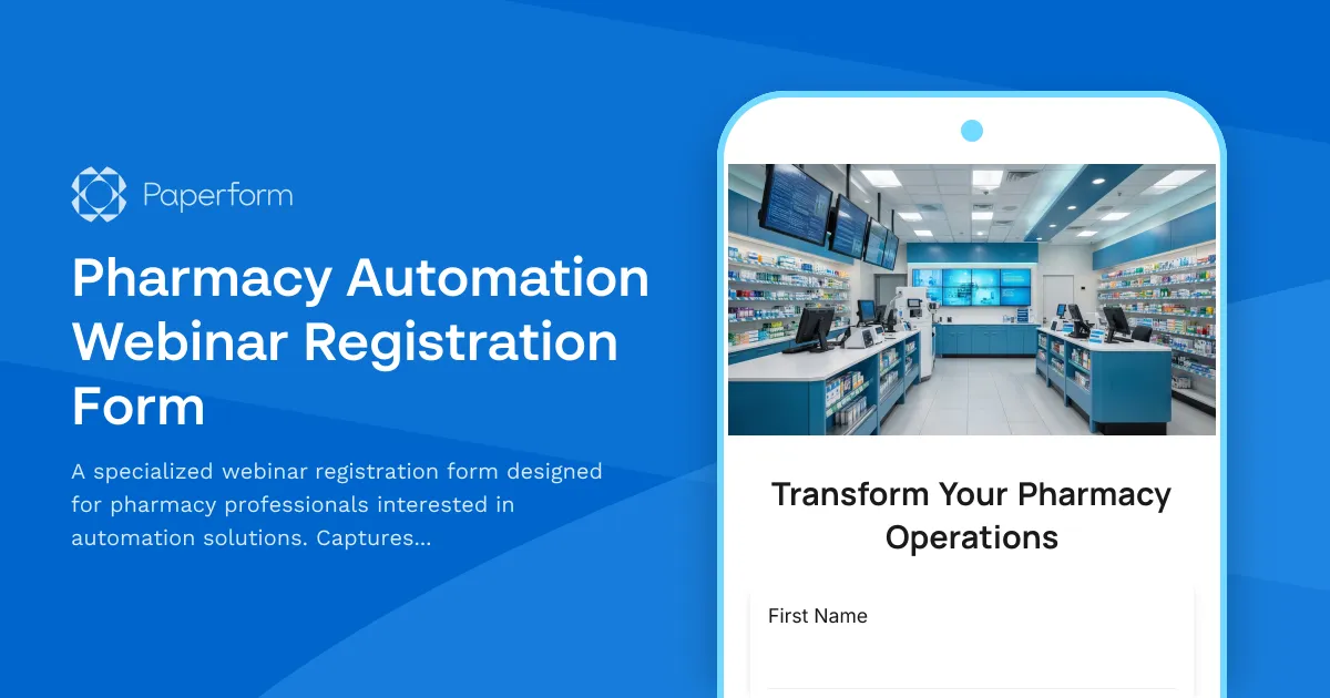 Pharmacy Automation Webinar Registration Form