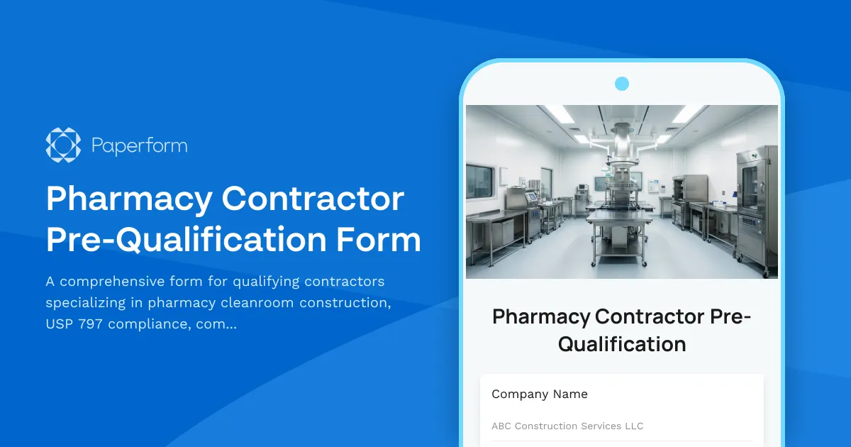 Pharmacy Contractor Pre-Qualification Form