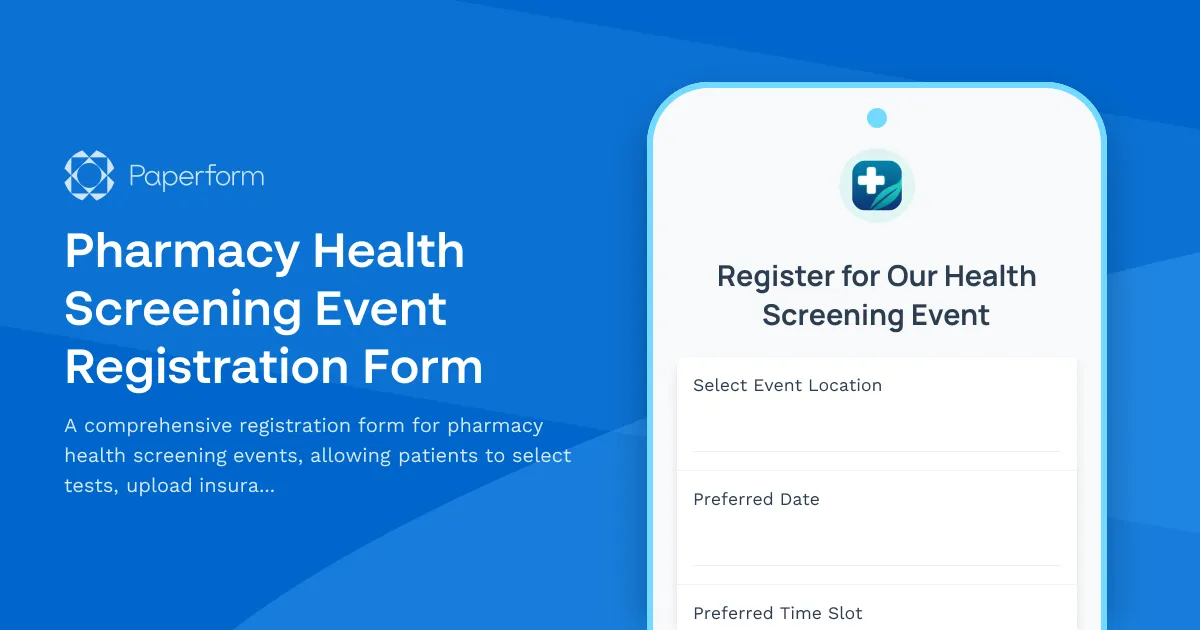 Pharmacy Health Screening Event Registration Form