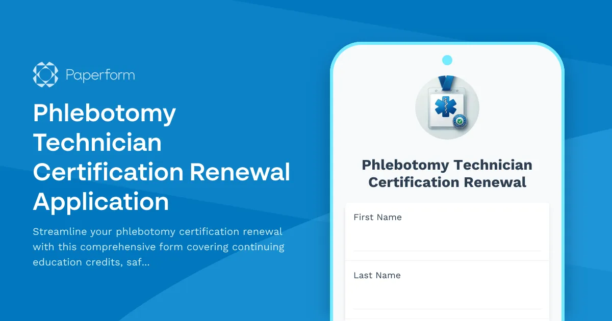 Phlebotomy Technician Certification Renewal Application