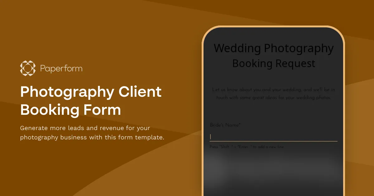 Photography Client Booking Form