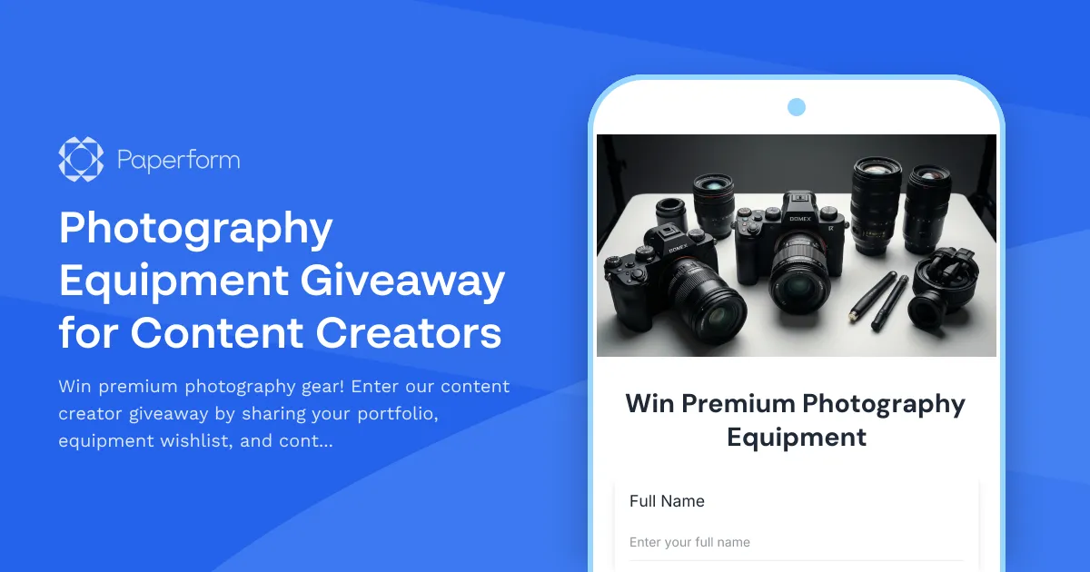 Photography Equipment Giveaway for Content Creators