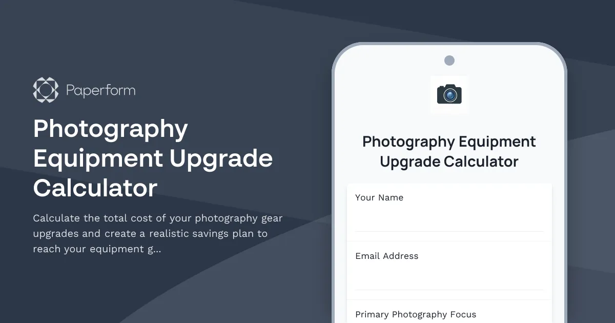 Photography Equipment Upgrade Calculator