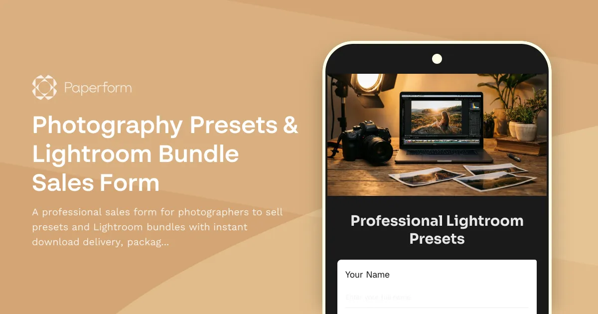Photography Presets & Lightroom Bundle Sales Form