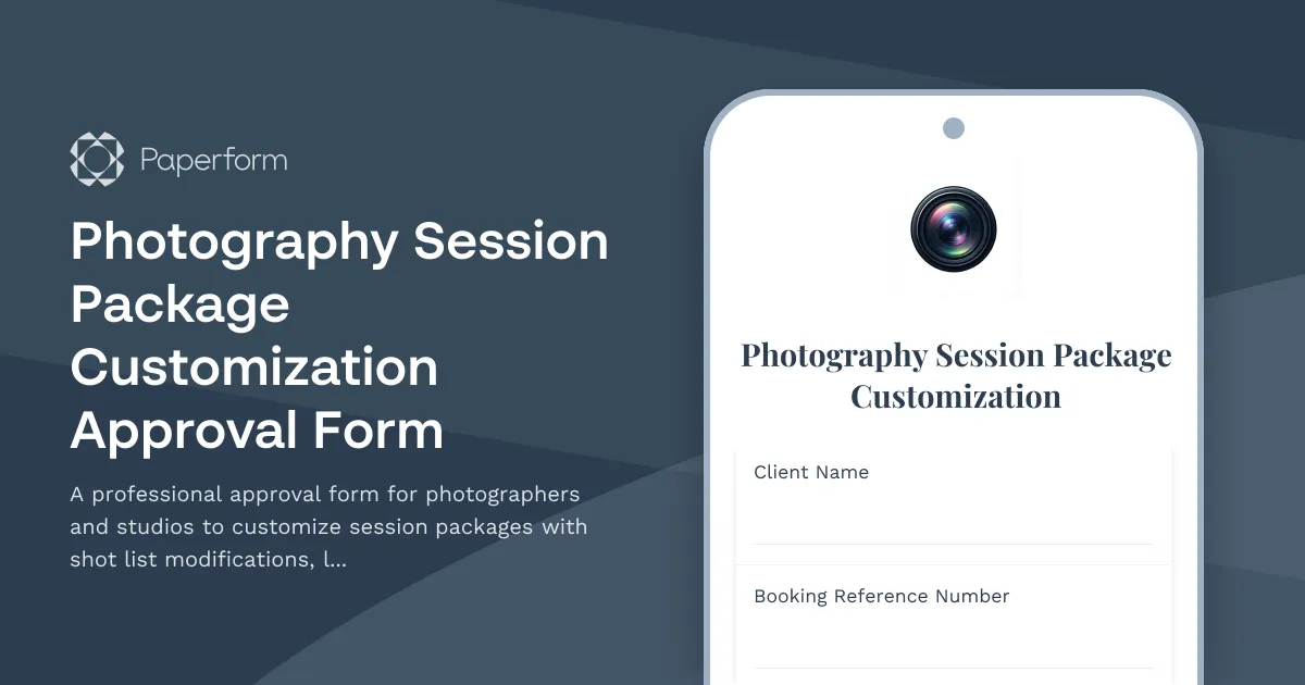 Photography Session Package Customization Approval Form