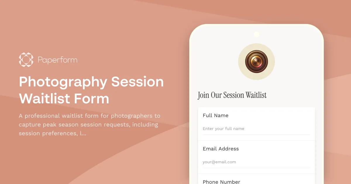Photography Session Waitlist Form
