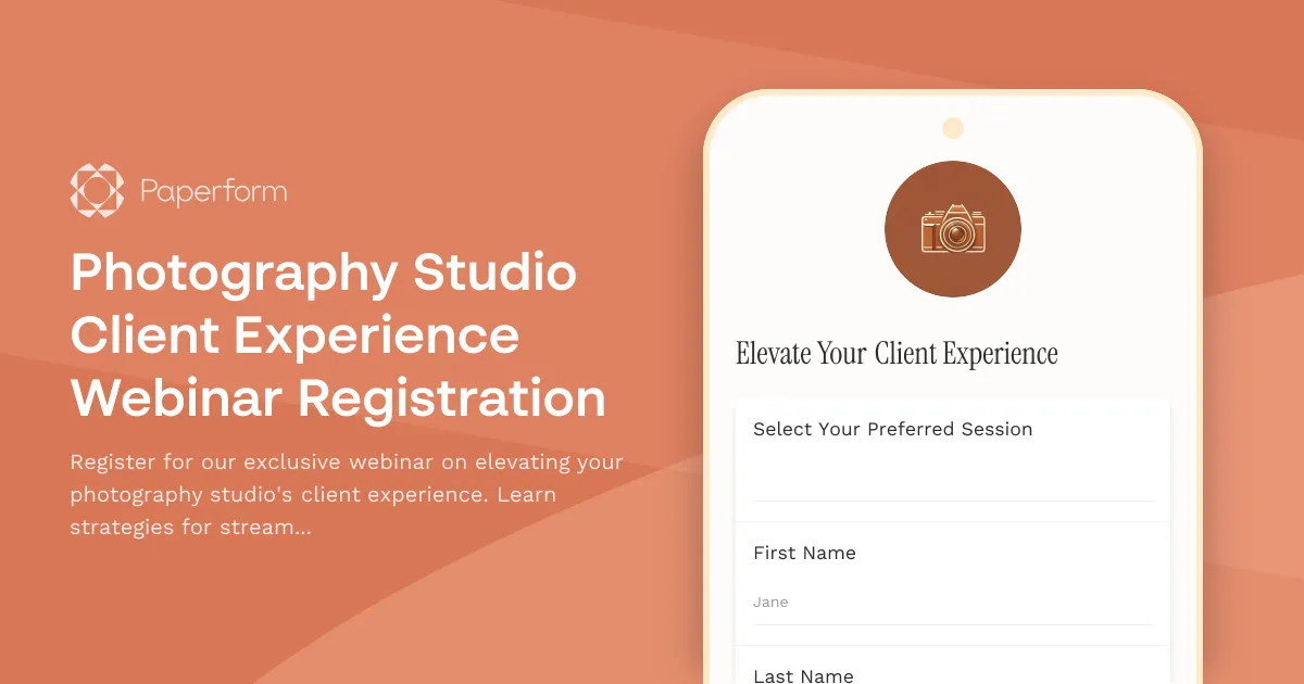 Photography Studio Client Experience Webinar Registration