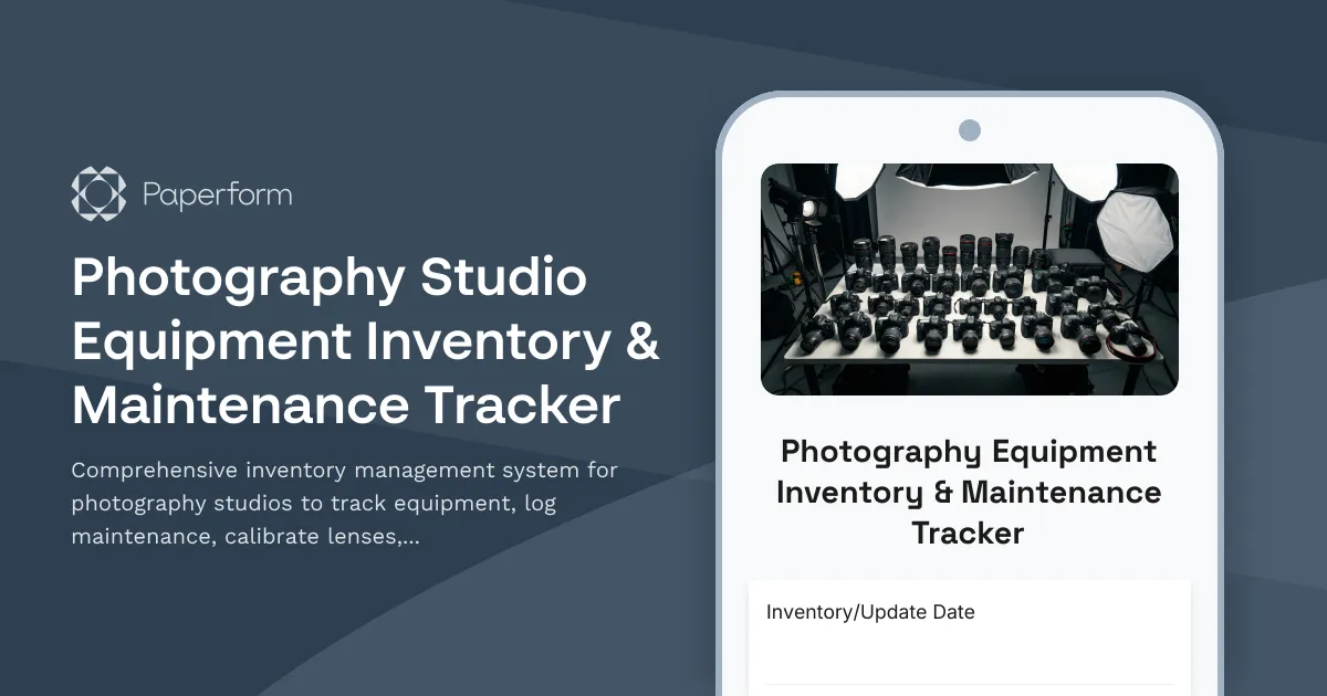 Photography Studio Equipment Inventory & Maintenance Tracker