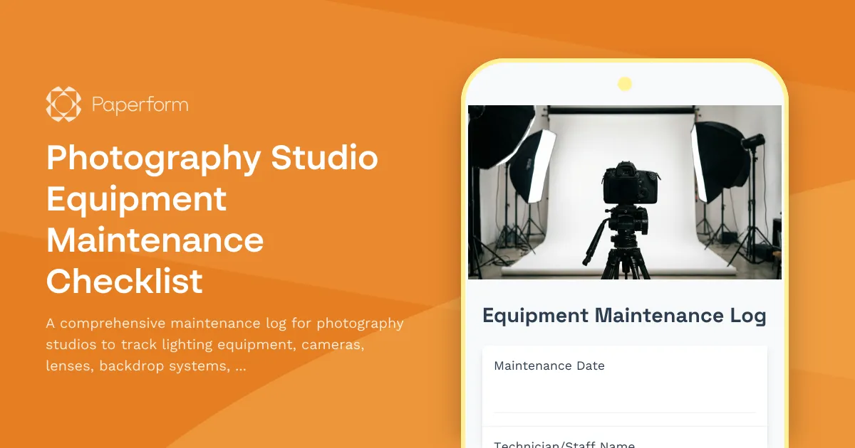 Photography Studio Equipment Maintenance Checklist
