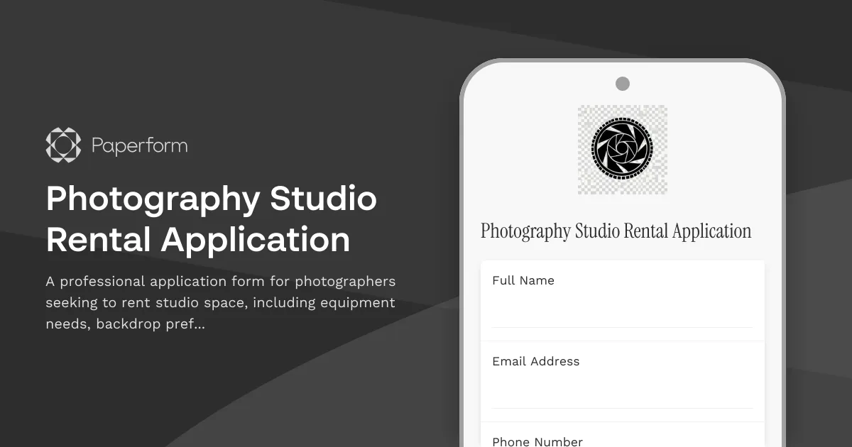 Photography Studio Rental Application