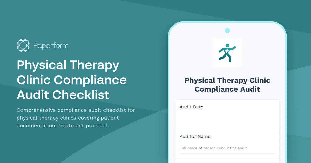 Physical Therapy Clinic Compliance Audit Checklist