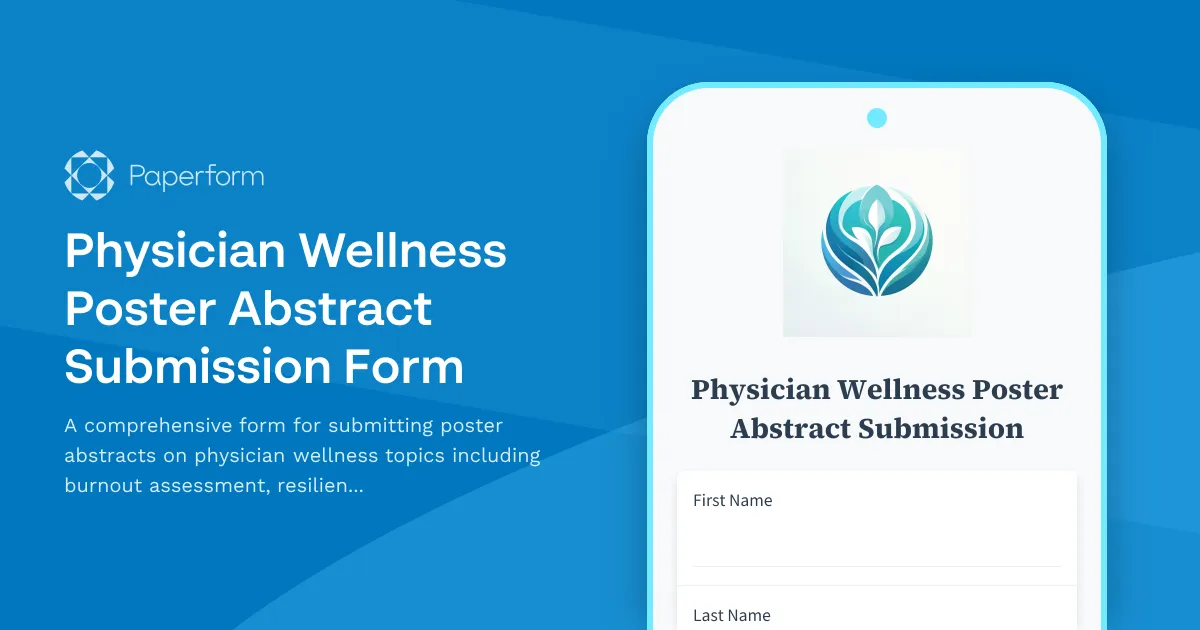 Physician Wellness Poster Abstract Submission Form