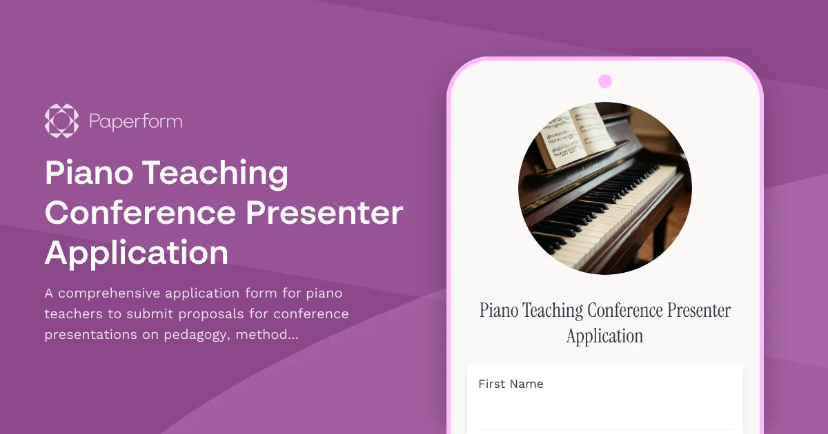 Piano Teaching Conference Presenter Application