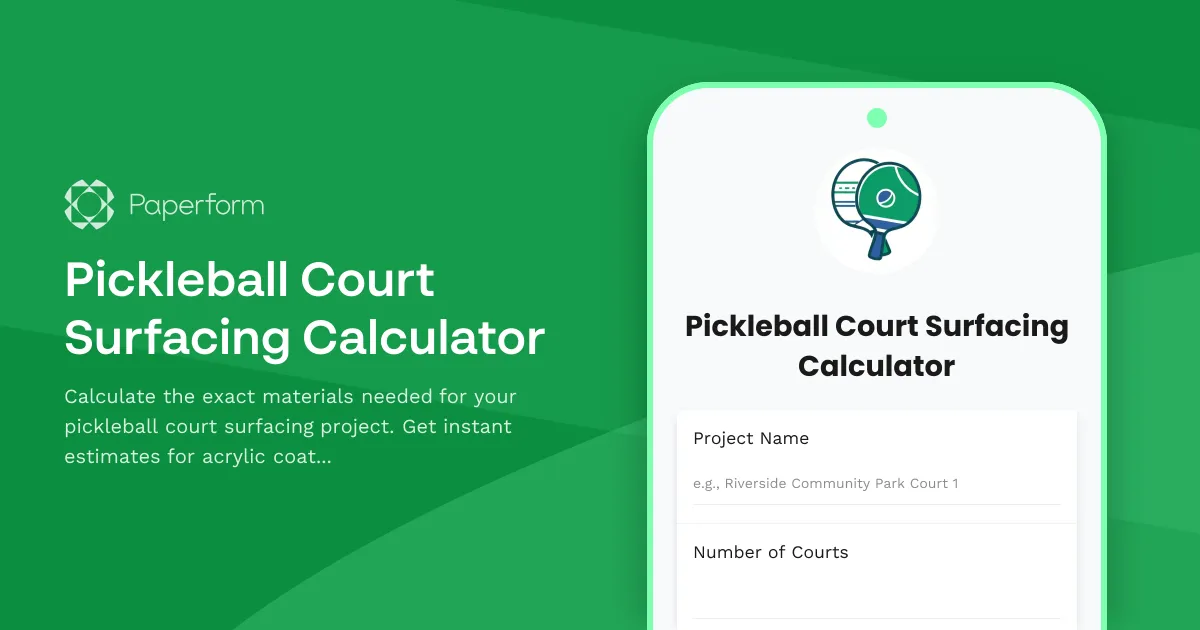 Pickleball Court Surfacing Calculator