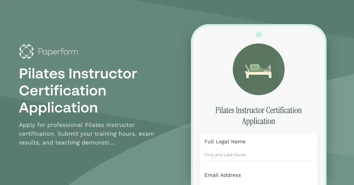 Pilates Instructor Certification Application