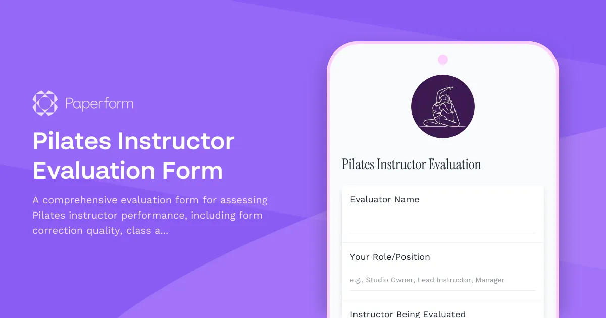 Pilates Instructor Evaluation Form