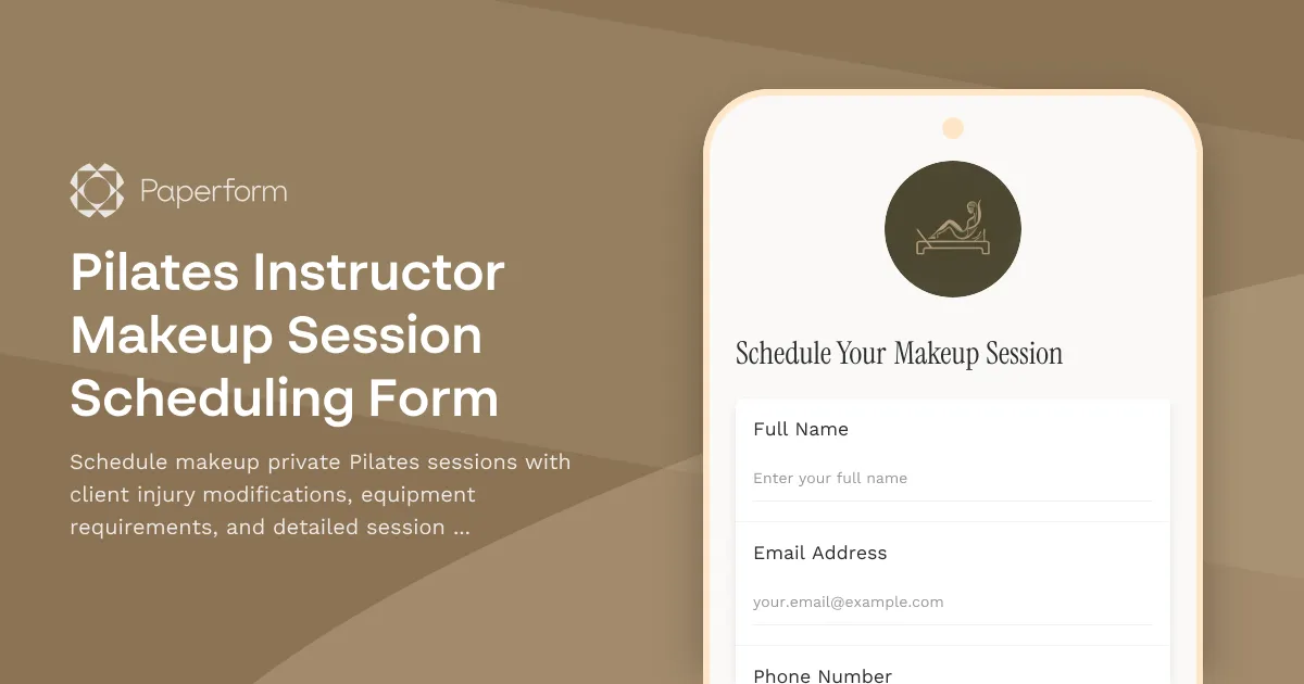 Pilates Instructor Makeup Session Scheduling Form