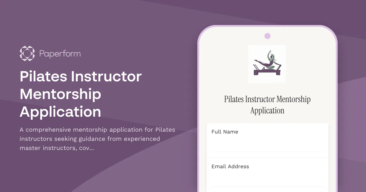 Pilates Instructor Mentorship Application