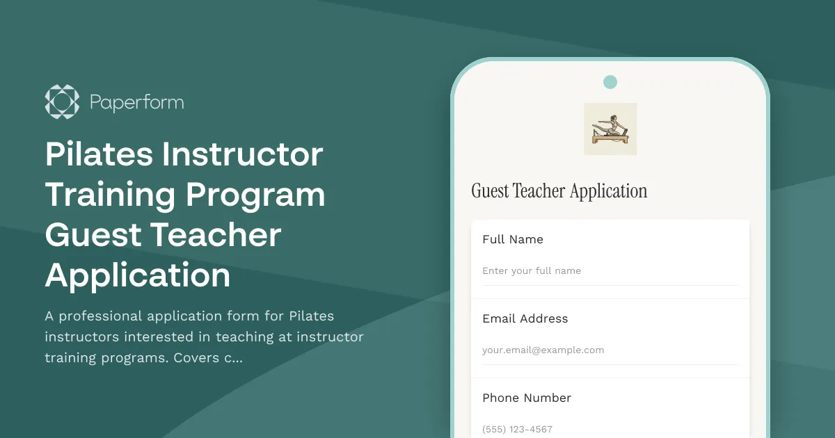 Pilates Instructor Training Program Guest Teacher Application