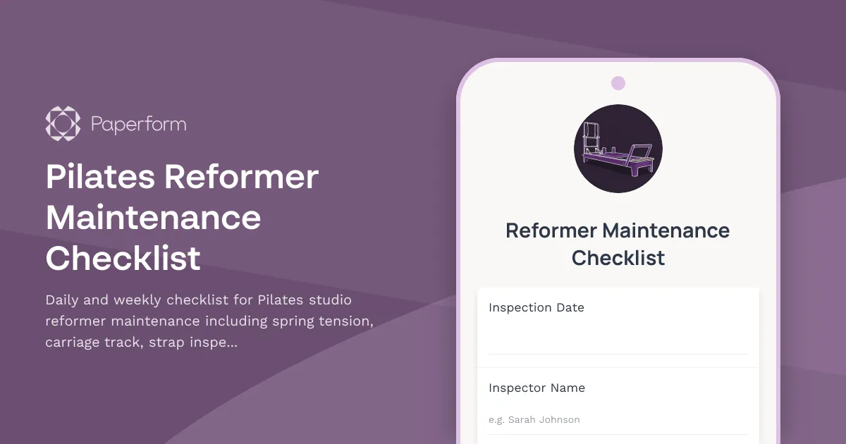 Pilates Reformer Maintenance Checklist