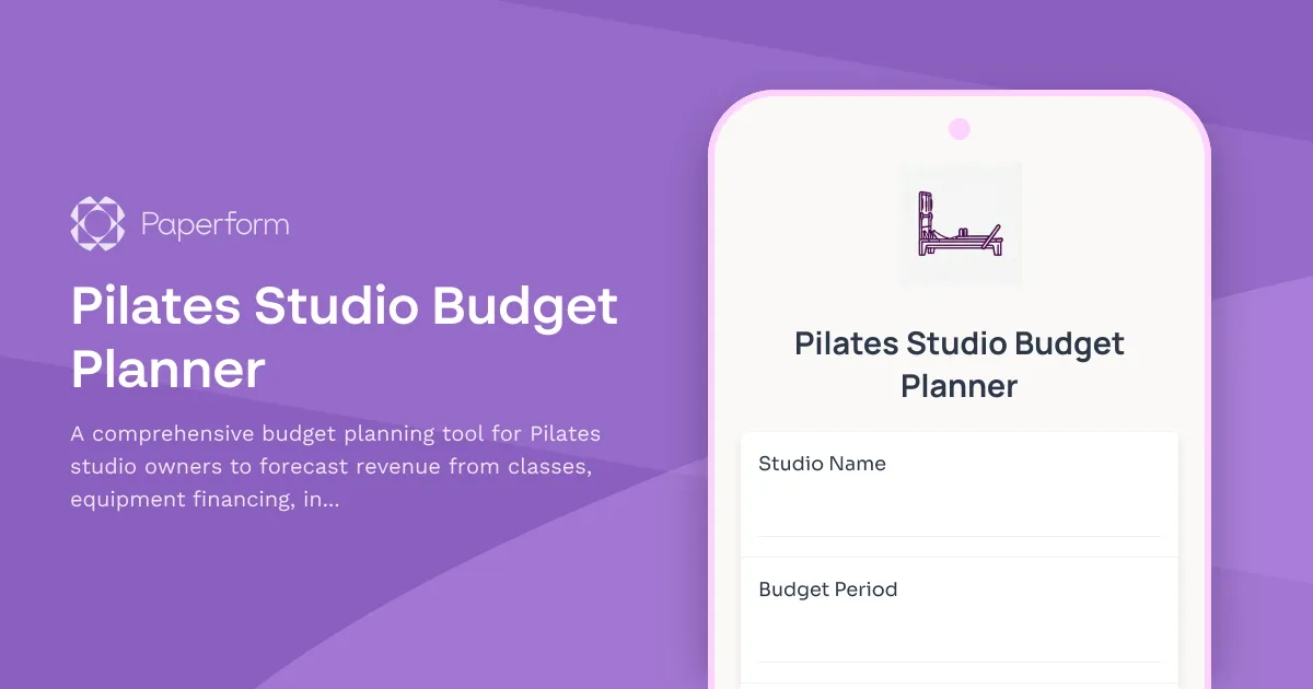 Pilates Studio Budget Planner