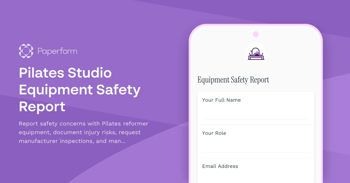 Pilates Studio Equipment Safety Report