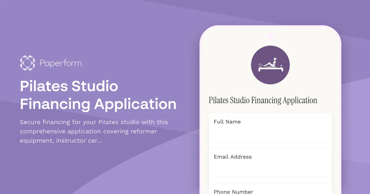 Pilates Studio Financing Application