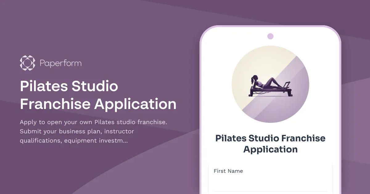 Pilates Studio Franchise Application