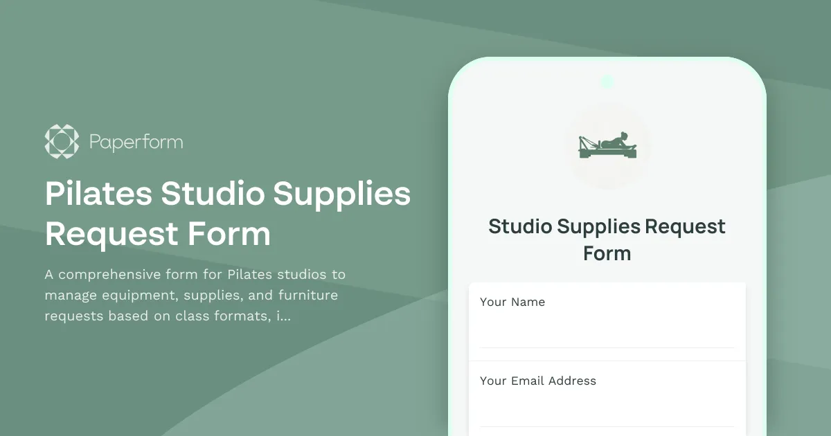Pilates Studio Supplies Request Form