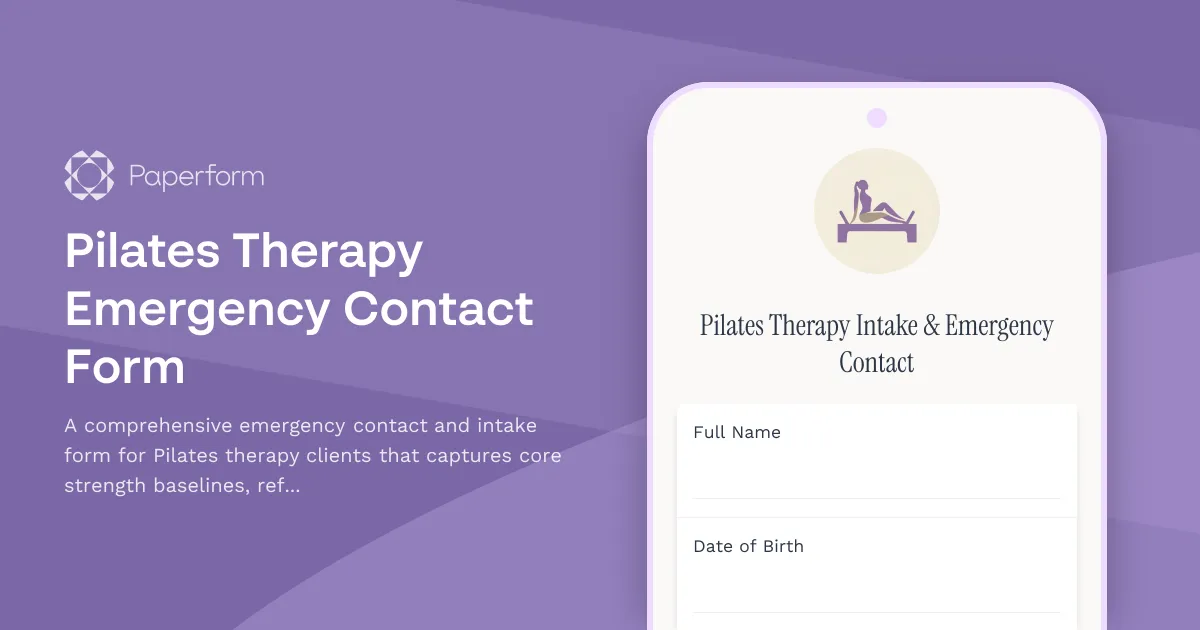 Pilates Therapy Emergency Contact Form