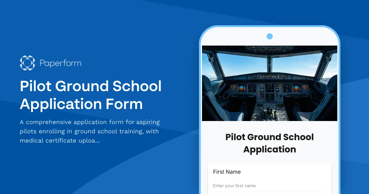 Pilot Ground School Application Form