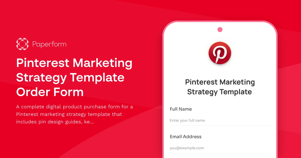 Pinterest Marketing Strategy Template Order Form