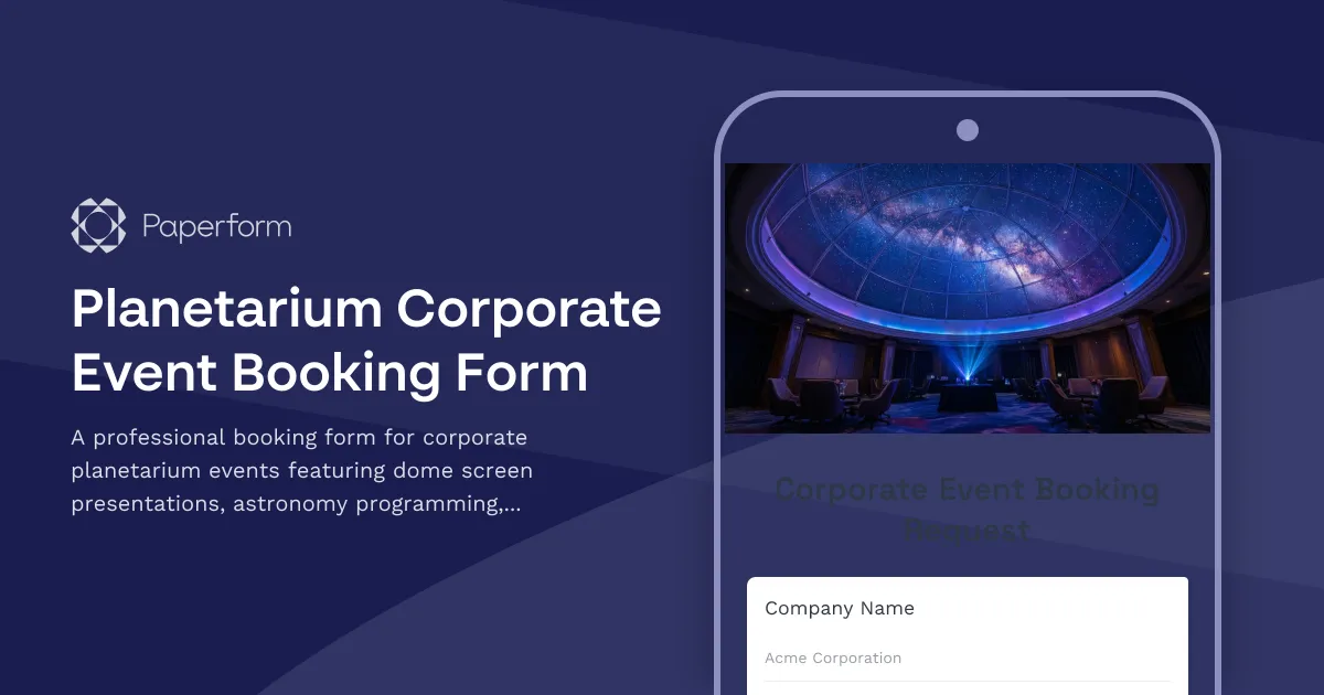Planetarium Corporate Event Booking Form
