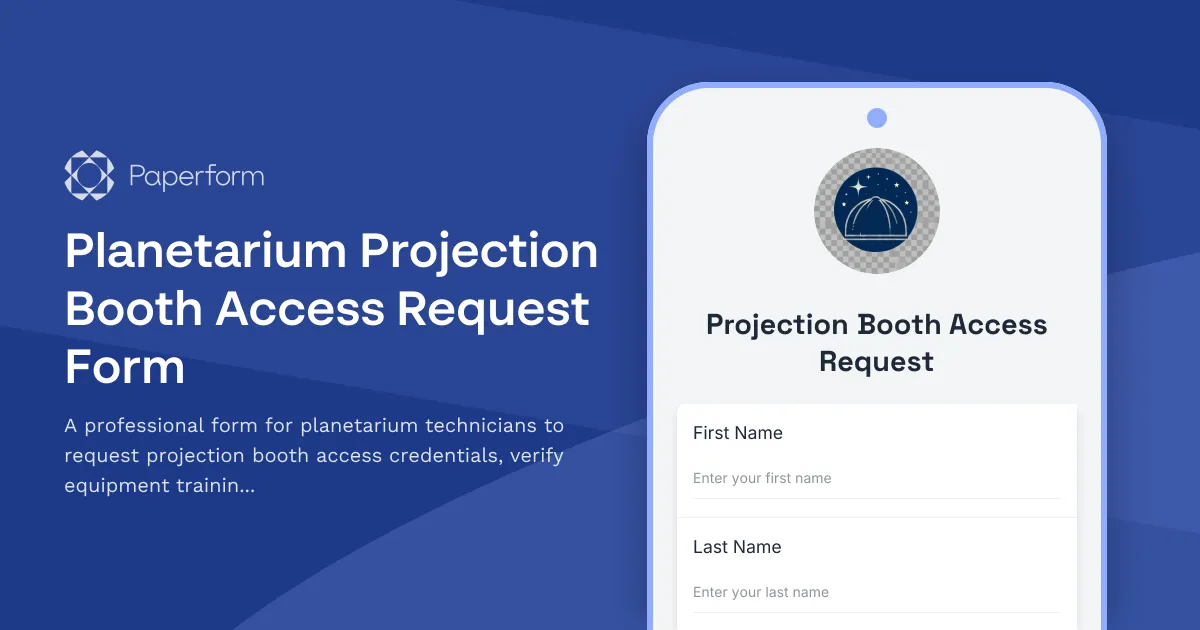 Planetarium Projection Booth Access Request Form