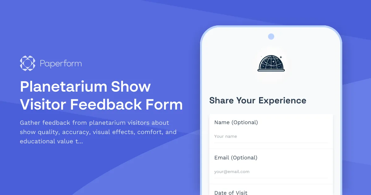 Planetarium Show Visitor Feedback Form