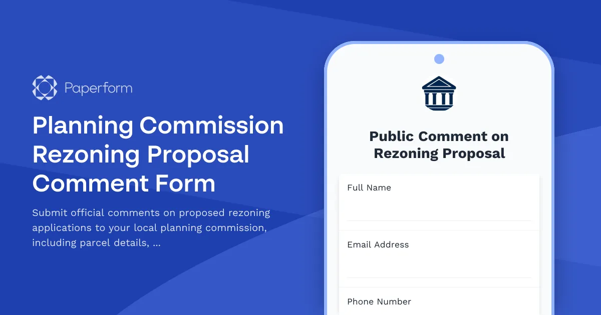 Planning Commission Rezoning Proposal Comment Form