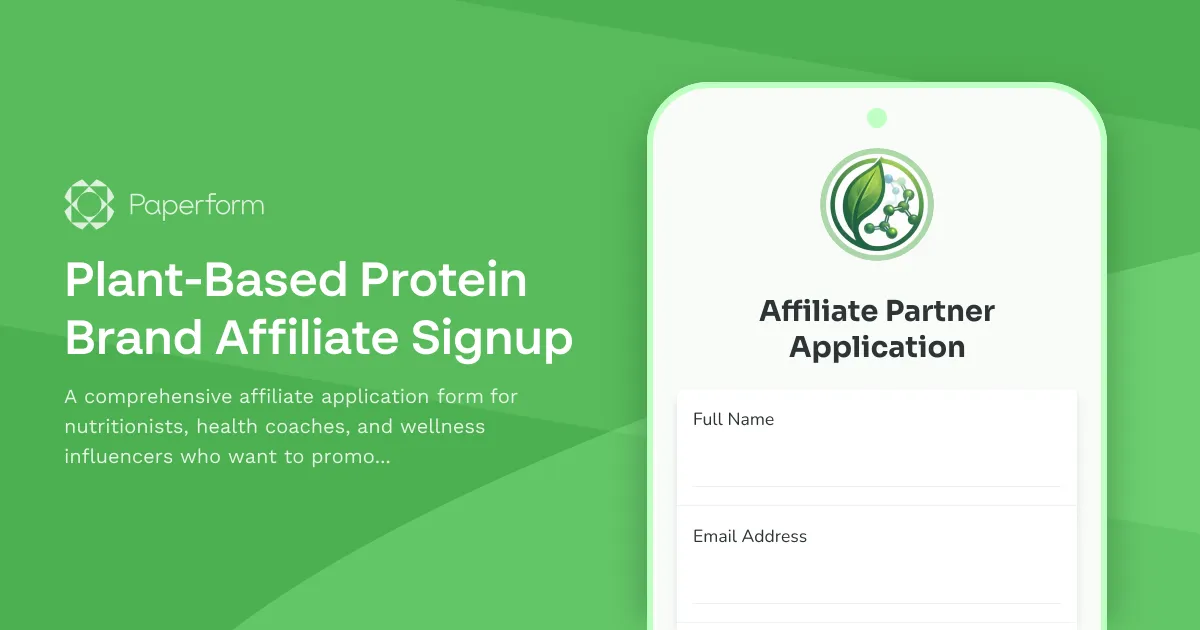 Plant-Based Protein Brand Affiliate Signup