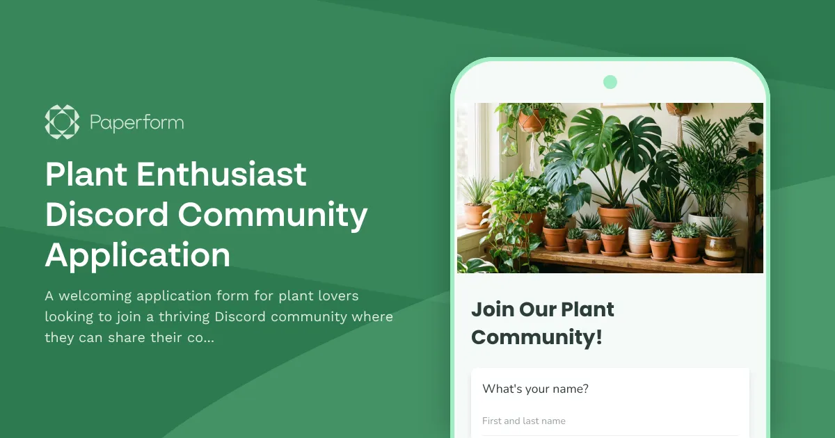 Plant Enthusiast Discord Community Application