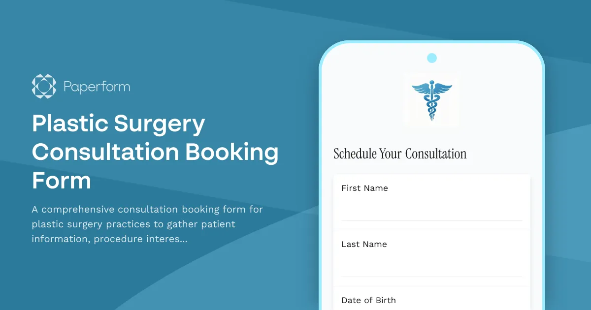 Plastic Surgery Consultation Booking Form