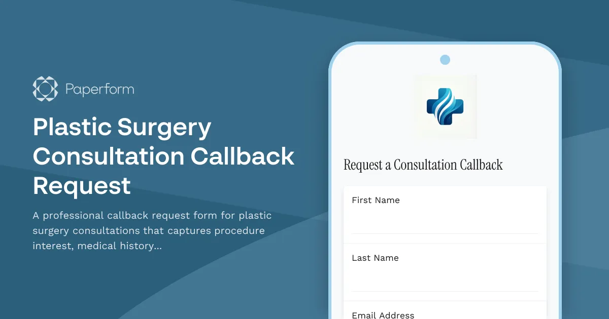 Plastic Surgery Consultation Callback Request